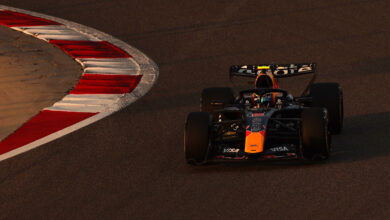 BAHRAIN, BAHRAIN - FEBRUARY 13: Isack Hadjar of France driving the (6) Oracle Red Bull Racing RB22 Red Bull Ford on track during day three of F1 Testing at Bahrain International Circuit on February 13, 2026 in Bahrain, Bahrain. (