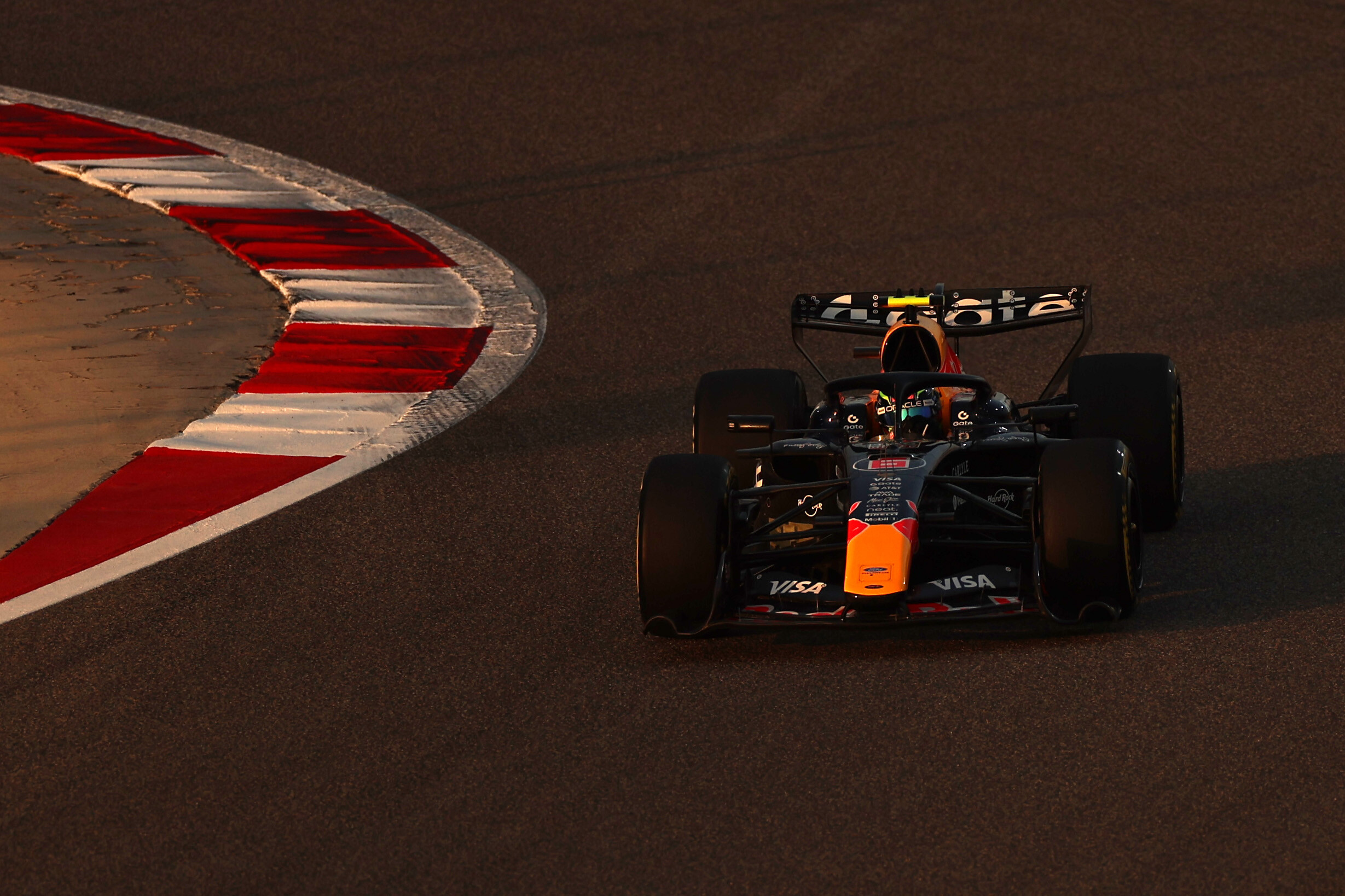 BAHRAIN, BAHRAIN - FEBRUARY 13: Isack Hadjar of France driving the (6) Oracle Red Bull Racing RB22 Red Bull Ford on track during day three of F1 Testing at Bahrain International Circuit on February 13, 2026 in Bahrain, Bahrain. (