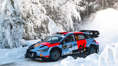 Thierry Neuville (BEL) and Martijn Wydaeghe (BEL) of HYUNDAI SHELL MOBIS WORLD RALLY TEAM compete during the second stop of the World Rally Championship in Umea, Sweden on February 15, 2026. //