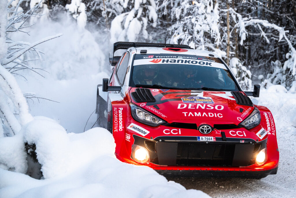 Takamoto Katsuta (JPN) Aaron Johnston (IRL) Of team TOYOTA GAZOO RACING WRT are seen racing during the World Rally Championship Sweden in Umea, Sweden on 15 February, 2026 //