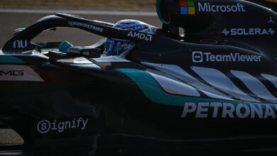 Chinese Grand Prix, Friday, Getty Images SHANGHAI, CHINA - MARCH 13: George Russell of Great Britain driving the (63) Mercedes AMG Petronas F1 Team W17 on track during Sprint qualifying ahead of the F1 Grand Prix of China at Shanghai International Circuit on March 13, 2026 in Shanghai, China. (Photo by