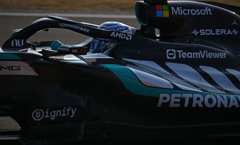 Chinese Grand Prix, Friday, Getty Images SHANGHAI, CHINA - MARCH 13: George Russell of Great Britain driving the (63) Mercedes AMG Petronas F1 Team W17 on track during Sprint qualifying ahead of the F1 Grand Prix of China at Shanghai International Circuit on March 13, 2026 in Shanghai, China. (Photo by