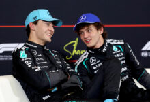 Formel 1 - Mercedes-AMG PETRONAS F1 Team, Großer Preis von China 2026. Kimi Antonelli, George Russell Formula One - Mercedes-AMG PETRONAS F1 Team, 2026 Chinese GP. Kimi Antonelli, George Russell