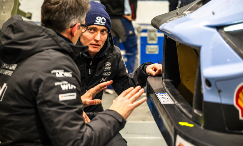 Adrien Fourmaux (FRA) of HYUNDAI SHELL MOBIS WORLD RALLY TEAM is seen during Stop 2 of the World Rally Championship in Umea, Sweden on February 11, 2026. //
