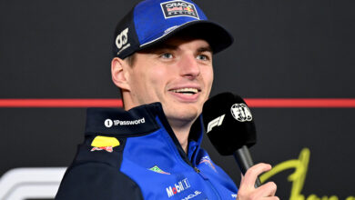 SHANGHAI, CHINA - MARCH 12: Max Verstappen of the Netherlands and Oracle Red Bull Racing speaks in the Drivers Press Conference during previews ahead of the F1 Grand Prix of China at Shanghai International Circuit on March 12, 2026 in Shanghai, China. (Photo by