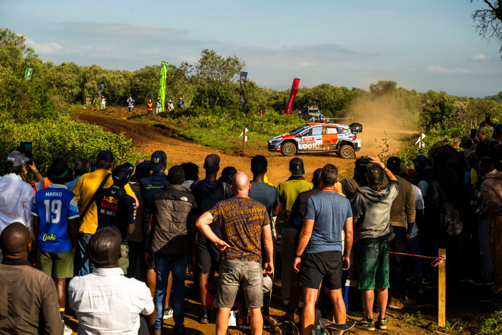 Thierry Neuville (BEL) Martijn Wydaeghe (BEL) Of team HYUNDAI SHELL MOBIS WORLD RALLY TEAM are seen racing during the World Rally Championship Kenya in Naivasha, Kenya on 12 March, 2026 //
