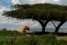 Oliver Solberg (SWE) Elliott Edmondson (GBR) Of team TOYOTA GAZOO RACING WRT are seen racing during the World Rally Championship Kenya in Naivasha, Kenya on 13 March, 2026 /