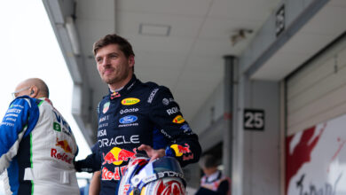SUZUKA, JAPAN - MARCH 28: Eleventh placed qualifier Max Verstappen of the Netherlands and Oracle Red Bull Racing looks on during qualifying ahead of the F1 Grand Prix of Japan at Suzuka Circuit on March 28, 2026 in Suzuka, Japan. (Photo by