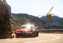 Oliver Solberg (SWE) and Elliott Edmondson (GBR) of team TOYOTA GAZOO RACING WRT seen during Stop 5 of the FIA World Rally Championship in Las Palmas, Spain on April 24, 2026. //