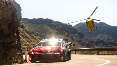 Oliver Solberg (SWE) and Elliott Edmondson (GBR) of team TOYOTA GAZOO RACING WRT seen during Stop 5 of the FIA World Rally Championship in Las Palmas, Spain on April 24, 2026. //