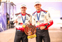 Sébastien Ogier (FRA), Vincent Landais (FRA) Of team TOYOTA GAZOO RACING WRT celebrate on the podium in first place after winning the World Rally Championship in Las Palmas, Spain on 26.04.2026 //