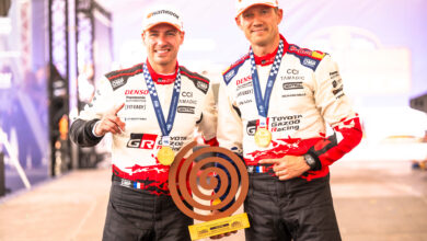 Sébastien Ogier (FRA), Vincent Landais (FRA) Of team TOYOTA GAZOO RACING WRT celebrate on the podium in first place after winning the World Rally Championship in Las Palmas, Spain on 26.04.2026 //