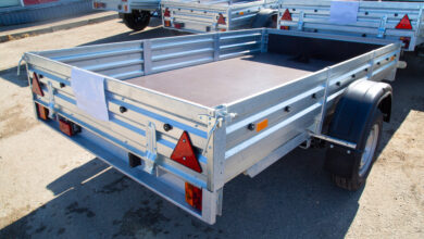 Open car trailer,ow; cargo; car trailer; trailer truck; tow bar