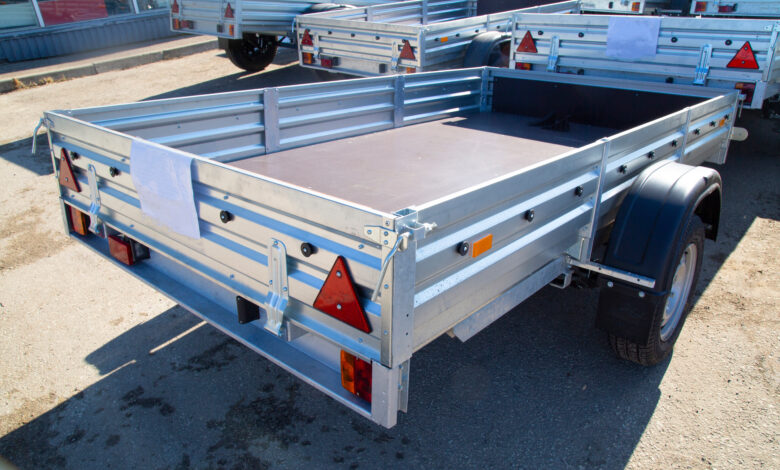 Open car trailer,ow; cargo; car trailer; trailer truck; tow bar