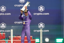 MIAMI, FLORIDA - MAY 03: Race winner Andrea Kimi Antonelli of Italy and Mercedes AMG Petronas F1 Team celebrates ot during the F1 Grand Prix of Miami at Miami International Autodrome on May 03, 2026 in Miami, Florida. (Photo by