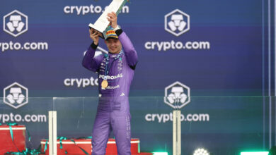 MIAMI, FLORIDA - MAY 03: Race winner Andrea Kimi Antonelli of Italy and Mercedes AMG Petronas F1 Team celebrates ot during the F1 Grand Prix of Miami at Miami International Autodrome on May 03, 2026 in Miami, Florida. (Photo by