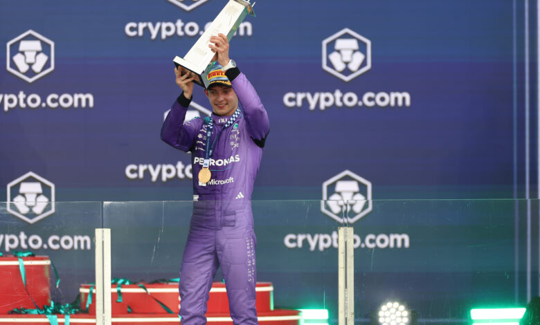 MIAMI, FLORIDA - MAY 03: Race winner Andrea Kimi Antonelli of Italy and Mercedes AMG Petronas F1 Team celebrates ot during the F1 Grand Prix of Miami at Miami International Autodrome on May 03, 2026 in Miami, Florida. (Photo by