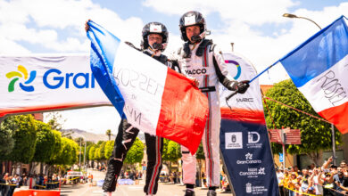 Yohan Rossel (FRA), Arnaud Dunand (FRA) Of team LANCIA CORSE HF celebrate on the podium in first place after winning WRC 2 category during the World Rally Championship in Las Palmas, Spain on 26.04.2026 //
