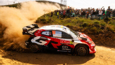 Oliver Solberg (SWE), Elliott Edmondson Of team TOYOTA GAZOO RACING WRT seen during the World Rally Championship Portugal in Porto, Portugal on 7 May, 2026 //