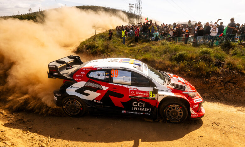 Oliver Solberg (SWE), Elliott Edmondson Of team TOYOTA GAZOO RACING WRT seen during the World Rally Championship Portugal in Porto, Portugal on 7 May, 2026 //