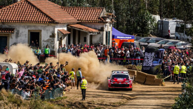 Sébastien Ogier & Vincent Landais competing on Vodafone Rally de Portugal on Thursday, 7 May 2026. //
