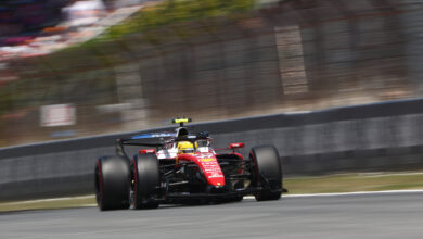 BARCELONA, SPAIN - JUNE 14: Lewis Hamilton of Great Britain driving the (44) Scuderia Ferrari SF-26 on track during the F1 Grand Prix of Barcelona-Catalunya at Circuit de Barcelona-Catalunya on June 14, 2026 in Barcelona, Spain. (Photo by