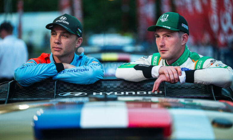 Hayden Paddon (NZL) Of team HYUNDAI SHELL MOBIS WORLD RALLY TEAM, Jon Armstrong (IRL) Of team M-SPORT FORD WORLD RALLY TEAM are seen during FIA World Rally Championship 2026 at Toyota city, Japan on 28.05.2026 /
