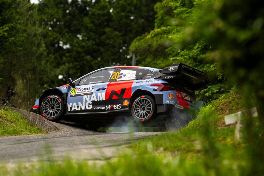 Hayden Paddon (NZL) and John Kennard (NZL) of HYUNDAI SHELL MOBIS WORLD RALLY TEAM seen during Stop 7 of the FIA World Rally Championship 2026 in Toyota city, Japan on May 31, 2026. //