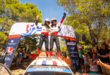 Sébastien Ogier (FRA), Vincent Landais (FRA) Of team TOYOTA GAZOO RACING WRT celebrate on the podium in first place after winning the WRC Rally1 category at EKO Acropolis Rally Greece in Loutraki, Greece on 28.06.2026 //