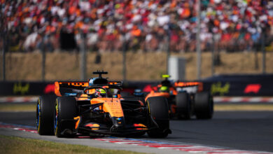 BUDAPEST, HUNGARY - JULY 26: Oscar Piastri of Australia driving the (81) McLaren MCL40 Mercedes on track during the F1 Grand Prix of Hungary at Hungaroring on July 26, 2026 in Budapest, Hungary. (Photo by