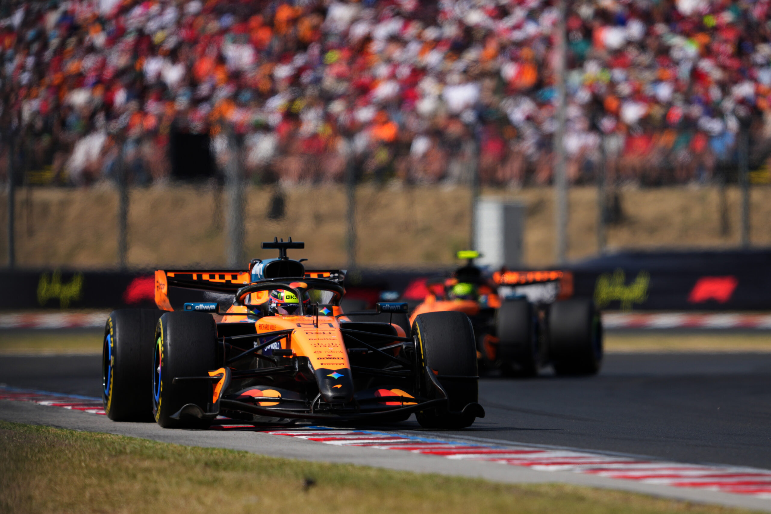 BUDAPEST, HUNGARY - JULY 26: Oscar Piastri of Australia driving the (81) McLaren MCL40 Mercedes on track during the F1 Grand Prix of Hungary at Hungaroring on July 26, 2026 in Budapest, Hungary. (Photo by