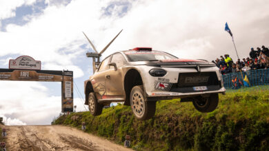 Nikolay Gryazin (BUL) and Konstantin Aleksandrov of team LANCIA CORSE HF seen during Stop 6 of the FIA World Rally Championship in Porto, Portugal on May 10, 2026. //